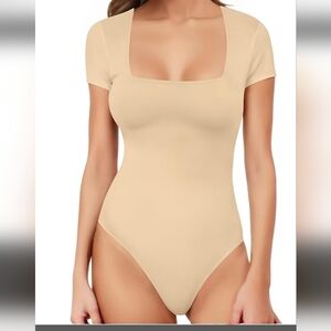 YOGINGO Bodysuit for Women Thong Short Sleeve Basic Women
